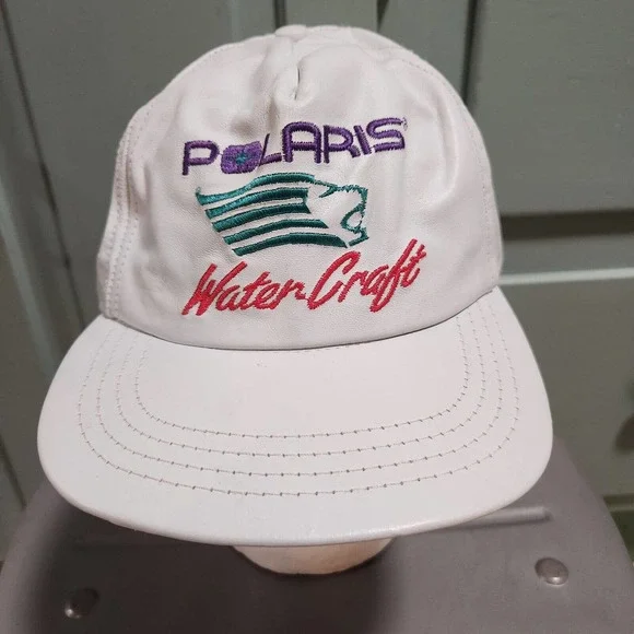 VTG Polaris WaterCraft Water Craft Leather Adjustable Strapback Hat Cap